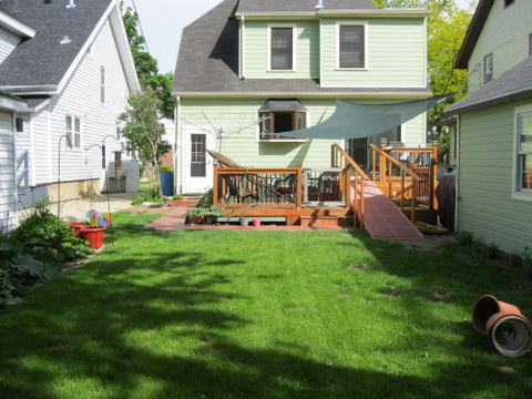 back yard with grass