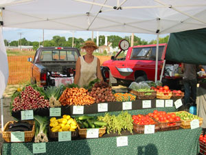 Claire at the farmstand.