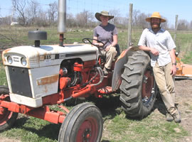 Claire and Jake with the tractor.